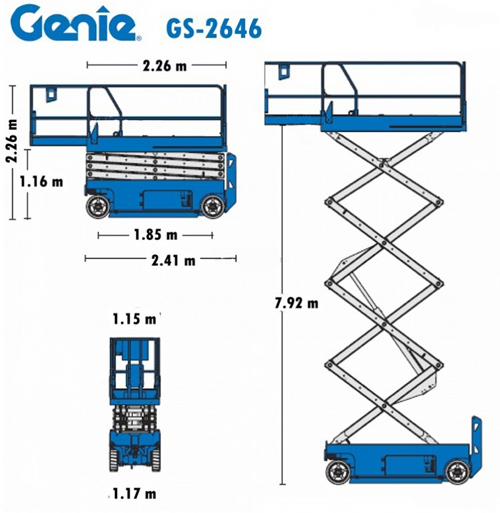 Arbeitsdiagramm Scherenarbeitsbühne Genie GS 2646